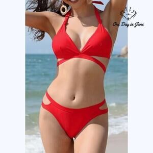 Shekini Halter Criss Cross Bikini Swimsuit Size S